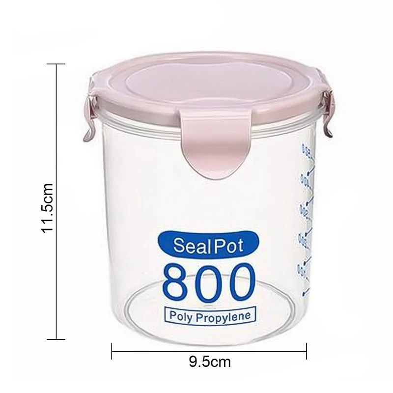 800ml pink FUNIQUE рис бобы Stoarge Jar с крышкой уплотнения 4 решетки Холодильник Хранения Пищи Контейнер пластиковый кухонный ящик для хранения - Цвет: 800ml pink