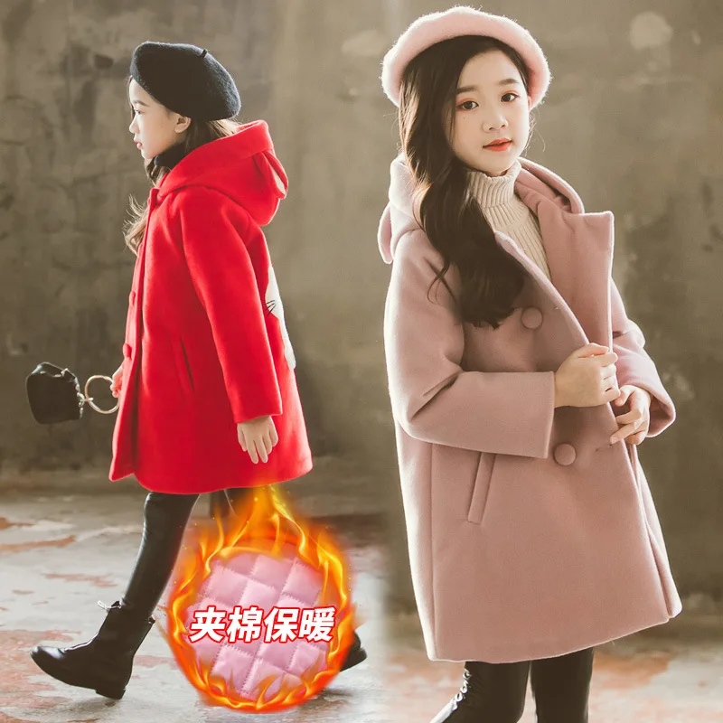 Осенне зимнее пальто для девочек новая стильная детская одежда детское