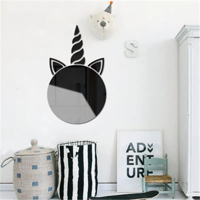 Нордические животные единорог фламинго кот 3D зеркальные наклейки на стену для