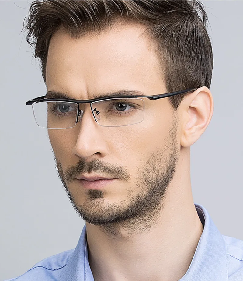 Очки из титанового сплава, полуоправы, полуквадратные очки для близорукости, оправы для очков по рецепту, мужские новые деловые оптические очки