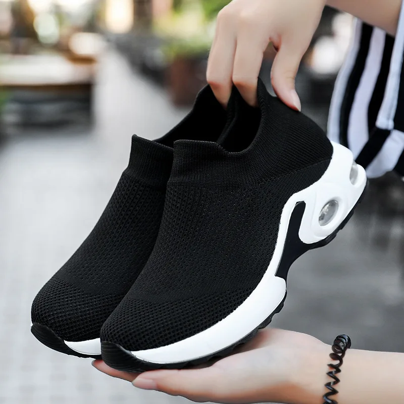 

Spring and Autumn New Women's Sports Shoes Korean Leisure Woven Socks Shoes Breathable Outdoor Air Cushion Running Shoes Women