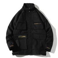 fallwinter 2021 new jacket men street wear solid warm outwear hip hop long sleeved jacket pocket windbreaker mens trench