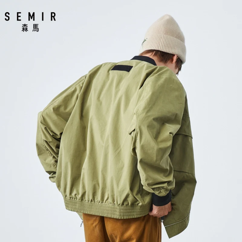Куртка SEMIR Мужская демисезонная Бейсбольный воротник имитация ленты свободная