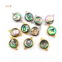 3pcs natural abalone shell pendant round shape natural gemstone fancy pendant gold plated pendant for necklace womens jewelry