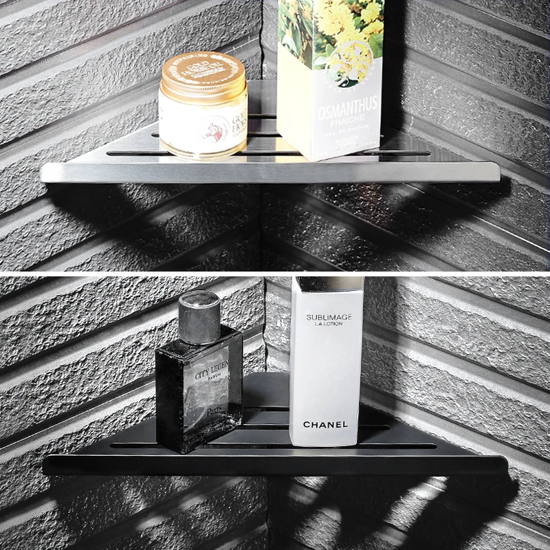 Bathroom Shelf Wall Hanging Rack Black Stainless Steel Shelves Shampoo Storage Holder Corner Cosmetic Shower Caddy | Обустройство