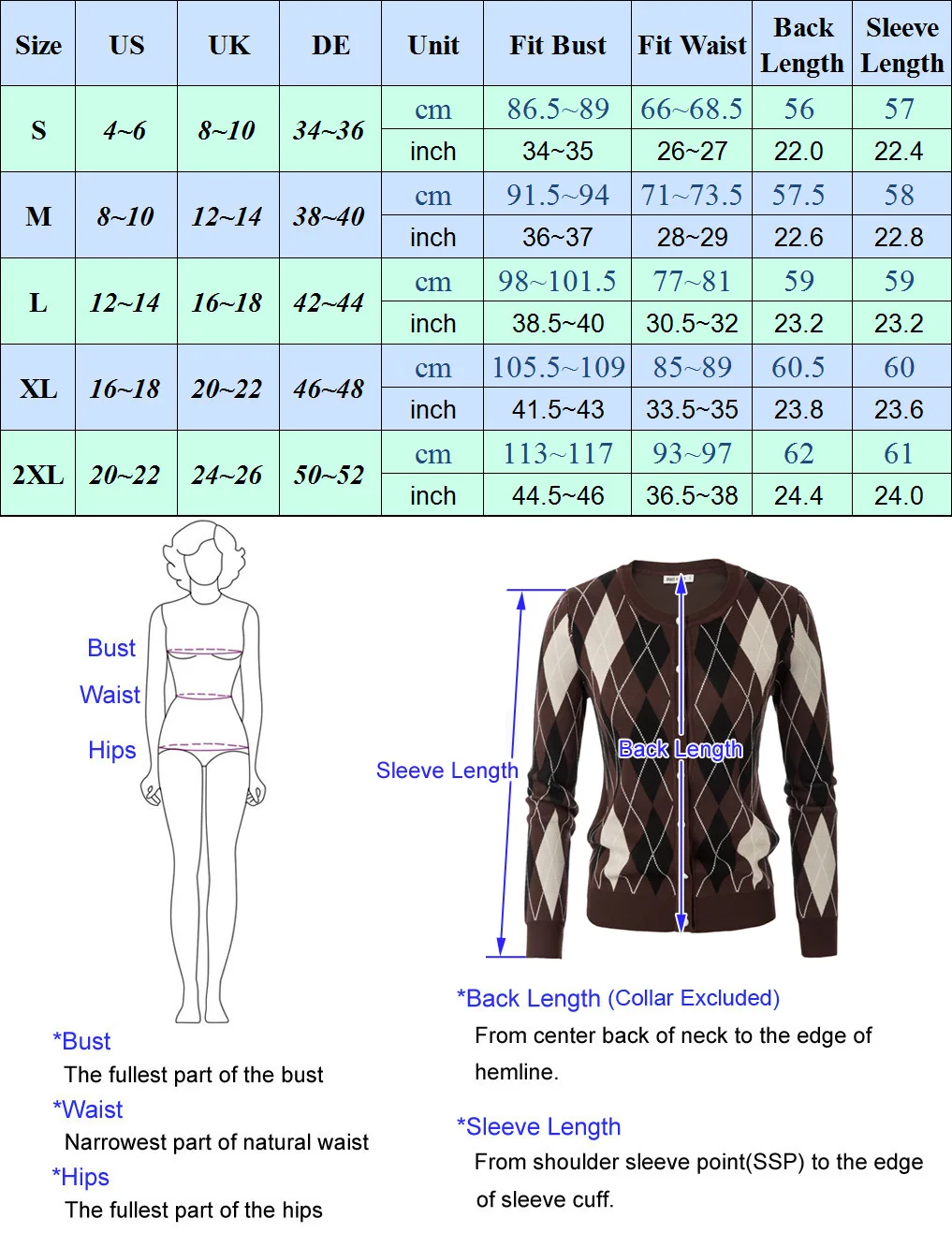

Grace Karin Women Sweater Spring Autumn Tops Clothes Diamond Check Pattern Cardigan Sweater Knitwear Long Sleeve Crew Neck Lady