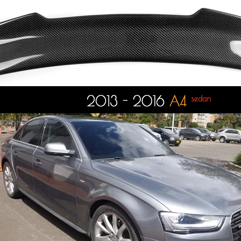 

Carbon Fiber Rear Spoiler Duckbill Aerodynamic Deck Wing Boot Spoiler for Audi A4 2013 - 2015, Great Fitment