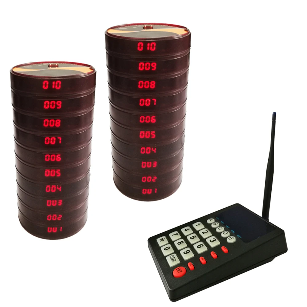 

Cheap Wireless Paging System Coaster Pager System with one keypad and 20 pagers vibrators for restaurant