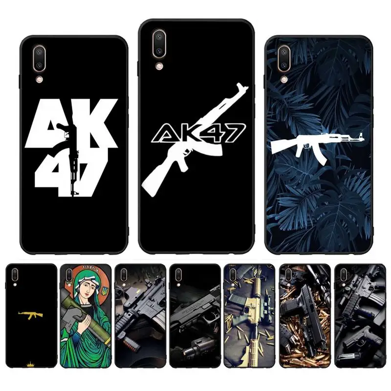

AK47 Handgun Gun BUllets Phone Case For Oppo Reno Realme C3 6Pro Cover For vivo Y91C Y17 Y19 Funda Capa