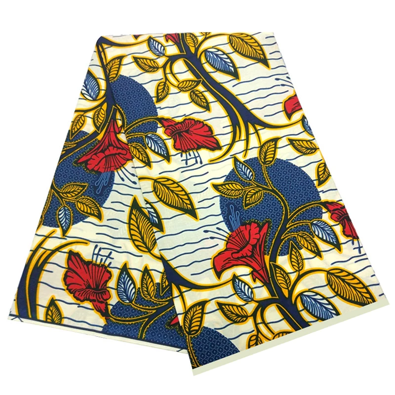 

Nigerian Wax Dye Printed Cotton Fabric 100%Soft Breathable Ankara Style African Party Dress Material For Sewing 6 Yards LB 4-33