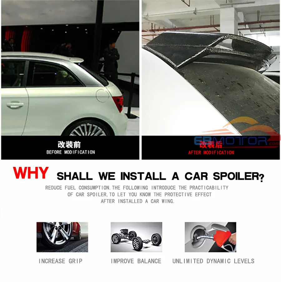 Real Carbon Fiber Roof Spoiler Wing For Audi A1 8X 3 Door HatchbackCoupe Standard 2011-2014 A091 | Автомобили и мотоциклы