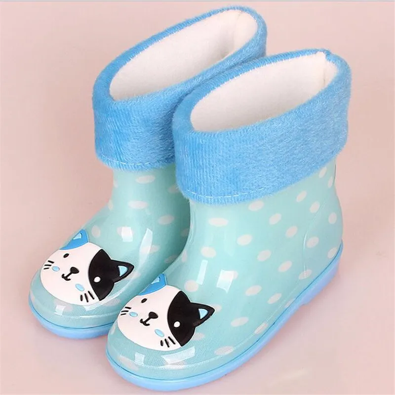 Зимние детские непромокаемые сапоги бархатные теплые резиновые ботинки детская