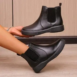 

Женские осенние ботинки на платформе, черные ботинки на толстой подошве, 2021