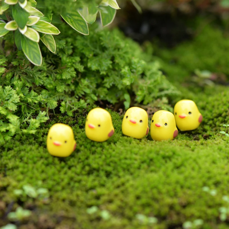04 10pcs Chicks 10 шт./компл. курица, петух куриное яйцо гнездо маленький пастбище статуя миниатюрный орнамент набор «сделай сам» для волшебный сад, кукольный дом декоративные растения - Цвет: 04 10pcs Chicks
