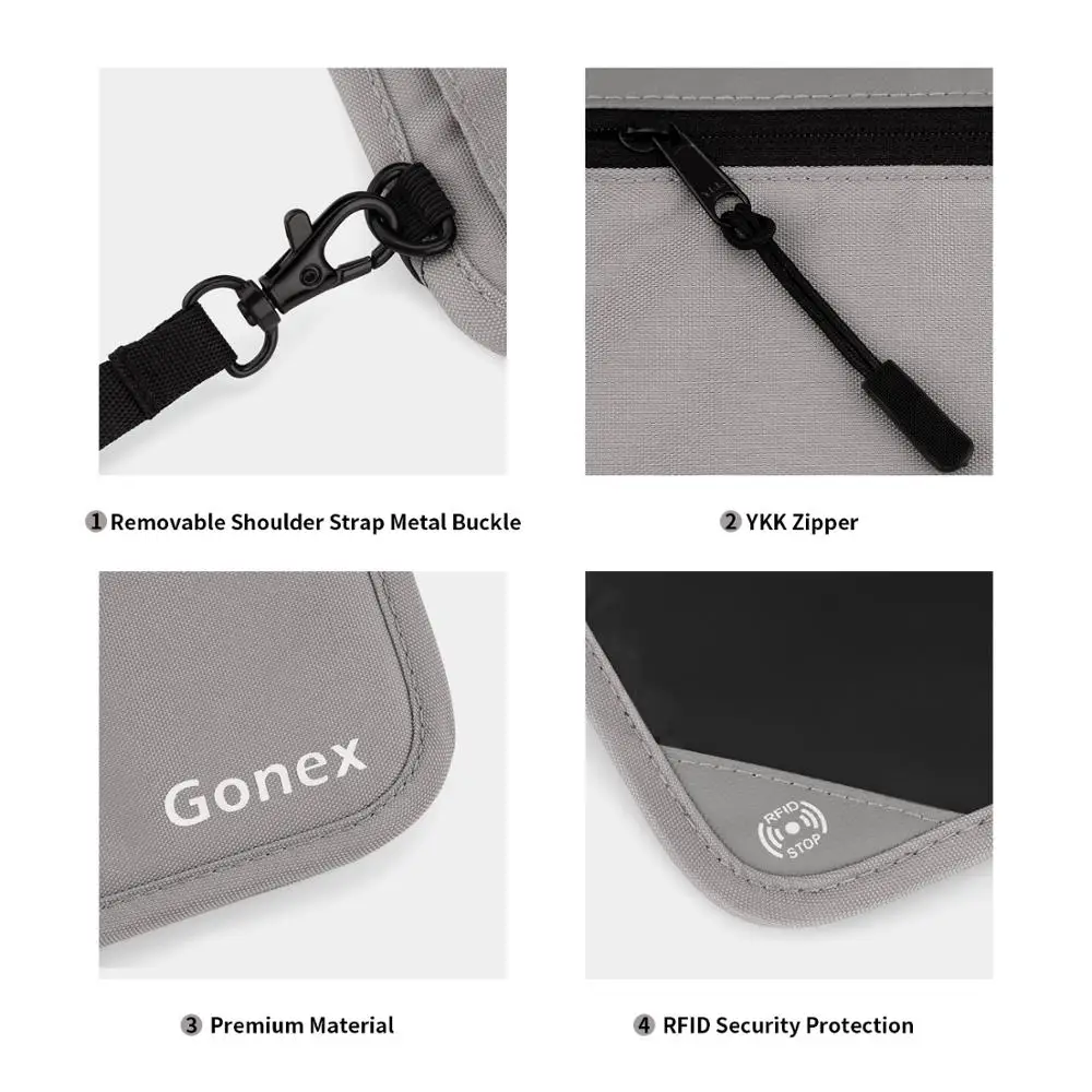 Gonex RFID блокирующий дорожный паспорт кошелек водоотталкивающий Полиэстер