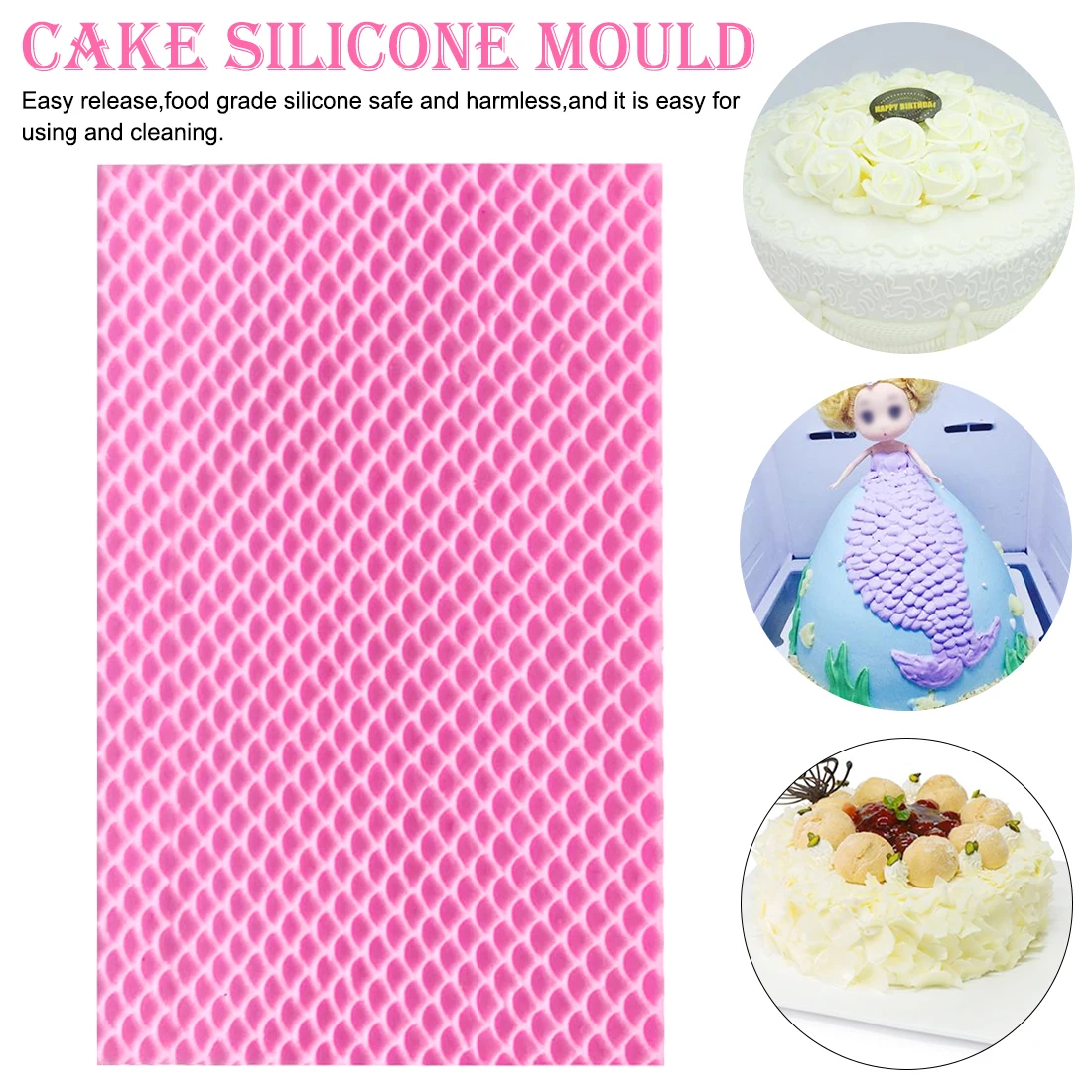 Силиконовая форма в виде рыбьей чешуи модель для бордюра кружевной коврик сделай