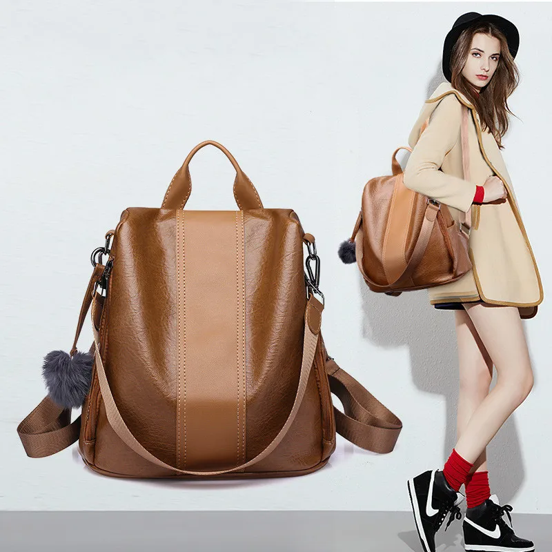 

2020 New Fashion Women Backpack Vintage PU Leather shoulder bag Backpacks large capacity For Female Travel Bags Mochila School
