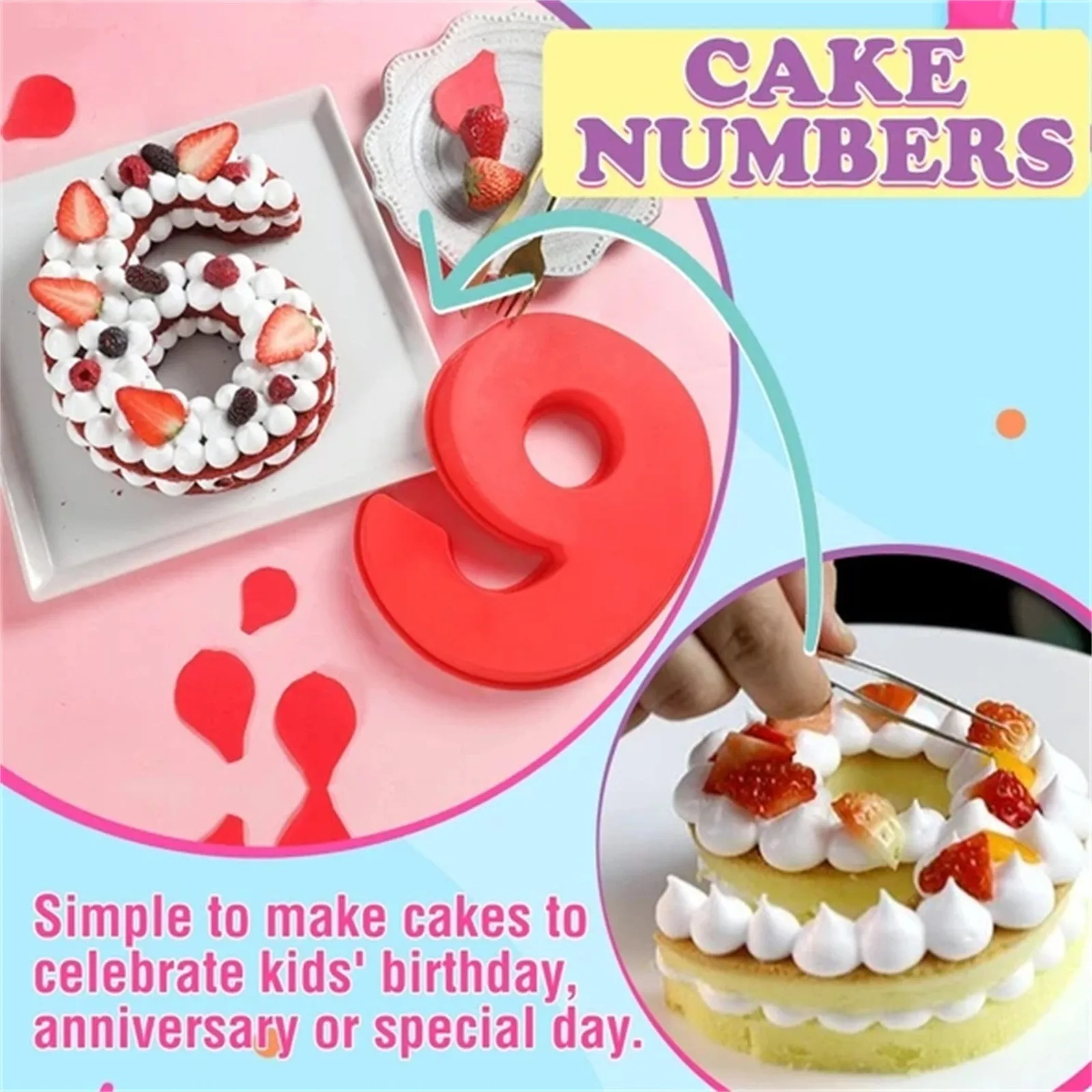 

Birthday Number Silicone Cake Mold Pizza Pan Baking Cake Bread Kitchen DIY Mould