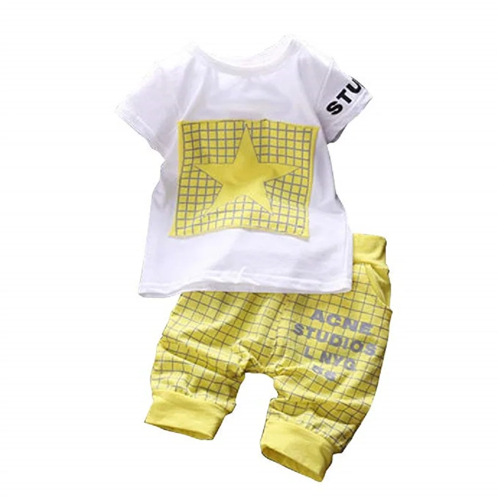 Hot Baby Boy Girls Kid Newborn Sumemr T-shirt Tops+Long Pants Outfit Clothes Set