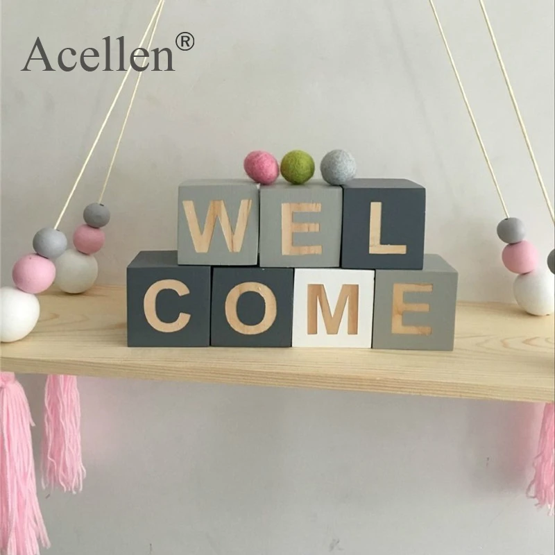 Nordic Style Wooden Alphabet Letters Baby Name Blocks For Nursery Bedroom Photo Shoot Decor Newborn Keepsake Home Decoration | Дом и сад