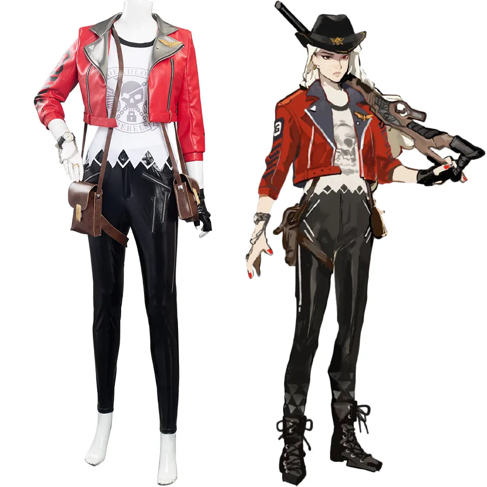 

OW Ashe Cosplay Costume Outfit Uniform Coat+Pant Halloween Carnival Suit