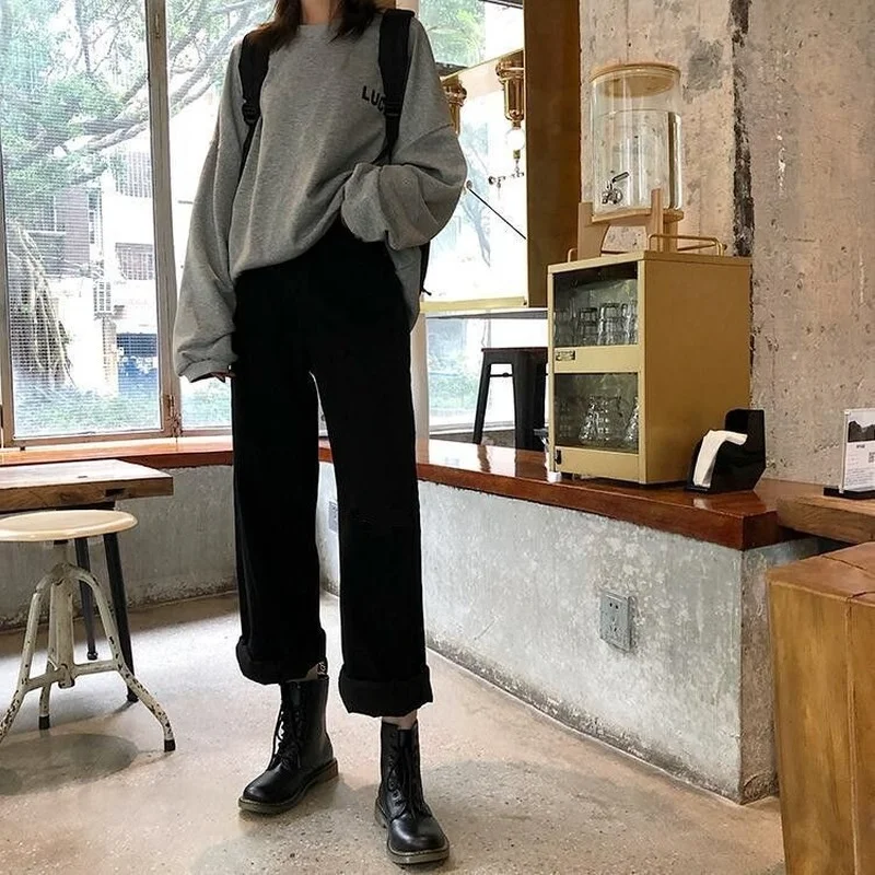 

Jeans Women Light Color Japanese Girls Sweet Denim All-match Loose Pockets Kawaii Trendy Students Teens Maiden Ulzzang Wide Leg