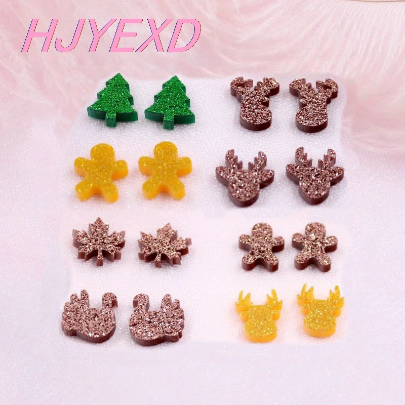 (20 шт./лот) 12 мм с блестками акрил дерево серьги гвоздики в форме (без стержня)