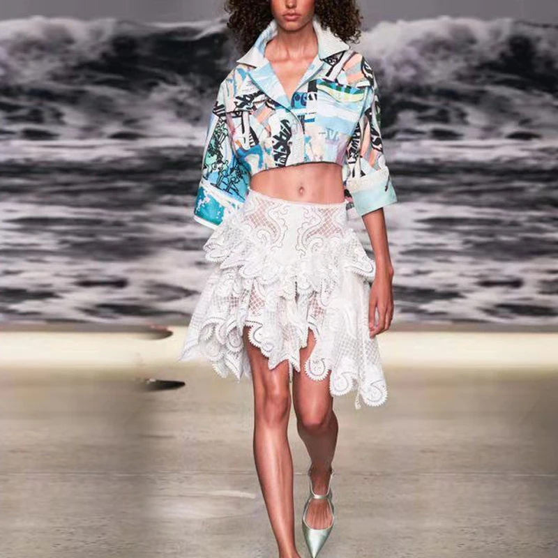 Женский комплект из 2 предметов роскошная кружевная блузка с рукавами-фонариками