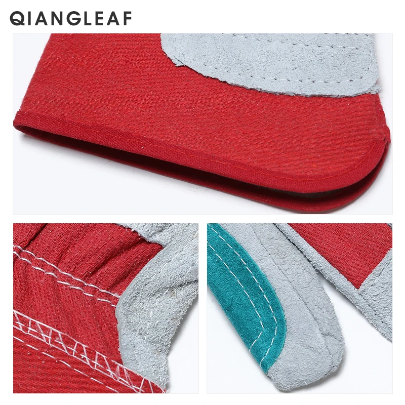QIANGLEAF воловья кожа промышленная сварочная Рабочая перчатка мужская кожаная