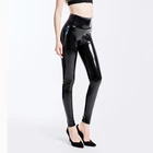 Женские черные леггинсы размера плюс XXXL, сексуальные эластичные облегающие брюки из искусственной кожи с высокой талией, блестящие латексные леггинсы с эффектом металлик