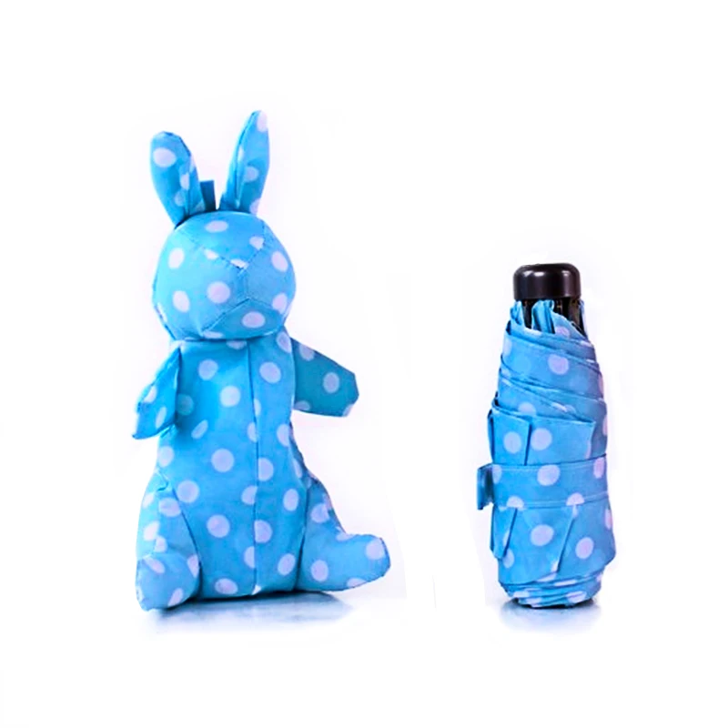 Blue Rabbit LIKE RAIN, маленькие игрушки для детей, зонтик, мини, модный, складной, с карманами, зонтик для дождя, для женщин, мультяшный кролик, зонт для путешествий, UBY12 - Цвет: Blue Rabbit