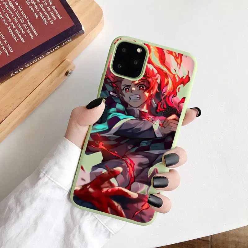 

Demon Slayer Anime case for airpods Phone Case Candy Color for iPhone 6 7 8 11 12 s mini pro X XS XR MAX Plus