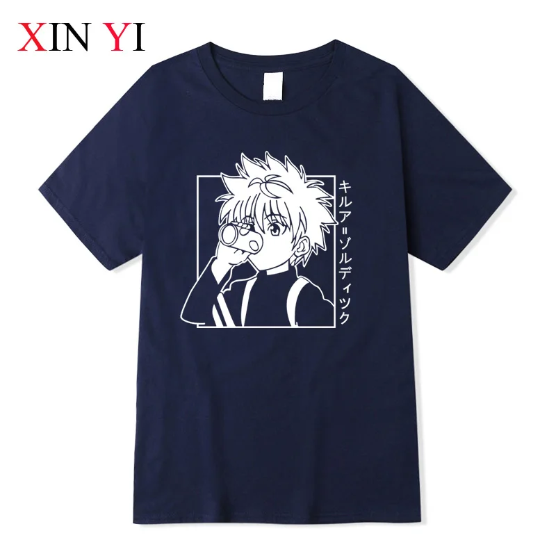 XIN YI Men's Casual High Quality 100% Cotton T-shirt Tops Kawaii Hunter X Tshirt Killua Zoldyck Anime Tee Shirt | Мужская одежда