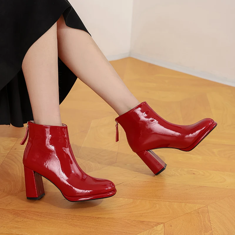 

MORAZORA 2020 Big size 34-42 fashion ankle boots genuine leather boots thick heels square toe autumn winter women boots