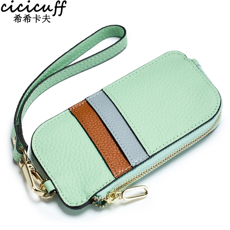 

Brand Women Genuine Leather Small Wallet Zipper Coin Purse Fashion Patchwork Credit Multi Card Holders Female Slim Money Case