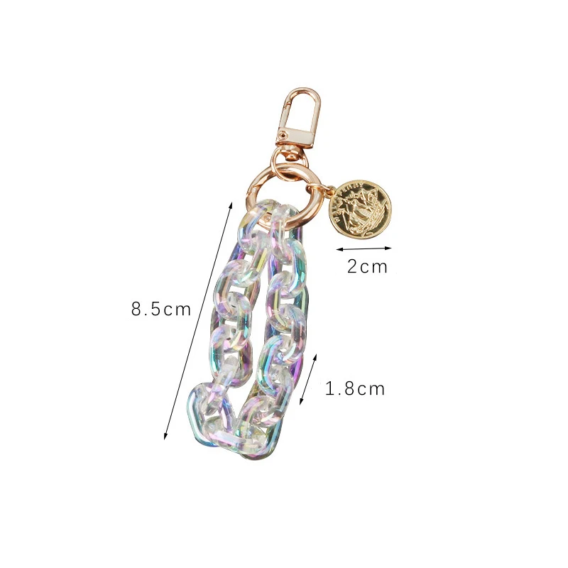 

New Design Key Chain Fashion Colorful Button Chain Big Exaggerate Acrylic Keyring Pendant Purse Bag Pendant Jewelry Gifts
