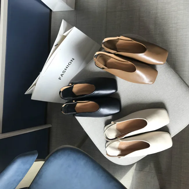 MONMOIRA Vintage Square Toe Slingback Women Mules Shoes Solid Flats Shoes for Women Elegant Ladies Shoes SWA0304