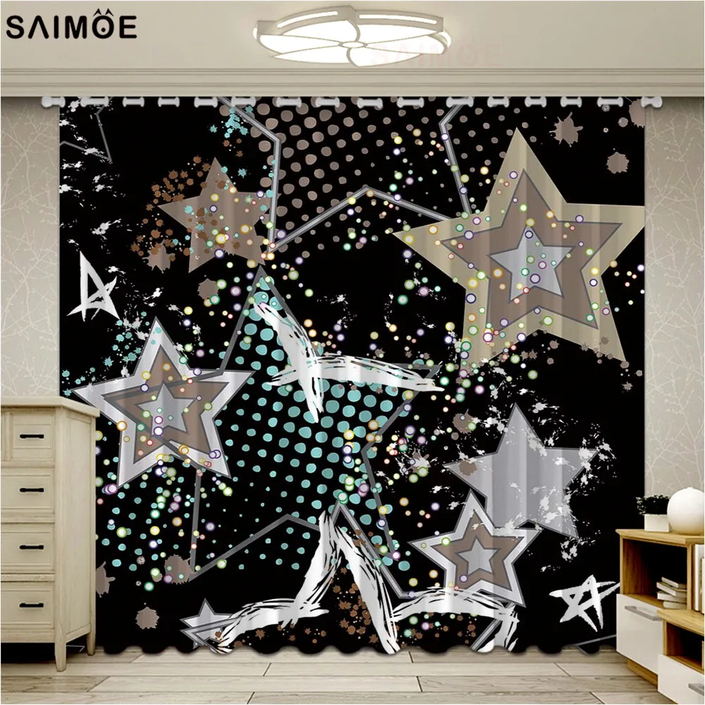 

Блестящие шторы для окон в виде звезд для гостиной, Мультяшные Детские зеркальные занавески, ультратонкие микро затемняющие занавески, дом...