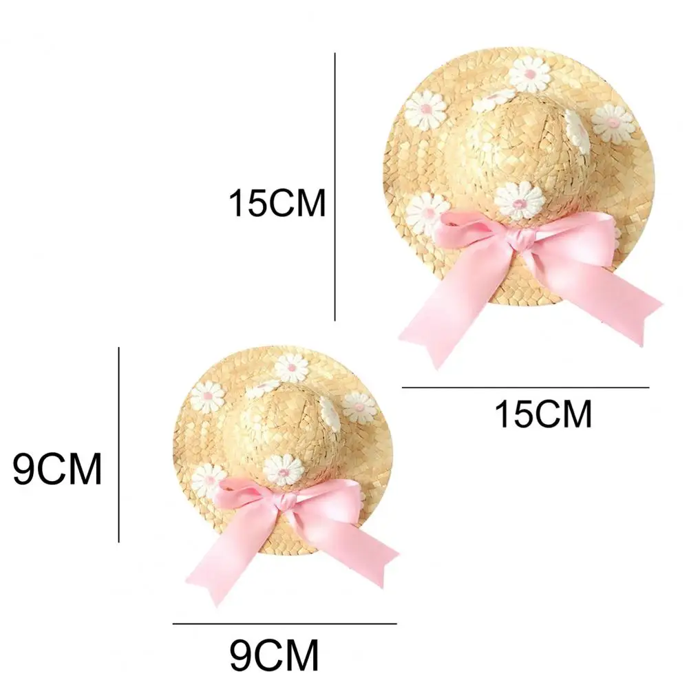 

Summer Puppy Hat Lace Ruffled Hem Adorable Straw Pet Photography Hats Dog Pet Accessories