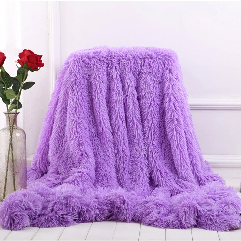 Violet BeddingOutlet ворсистое одеяло, мягкое плюшевое пушистое покрывало на кровать, цветное пушистое декоративное покрывало из искусственного меха для дивана и дивана - Цвет: Violet