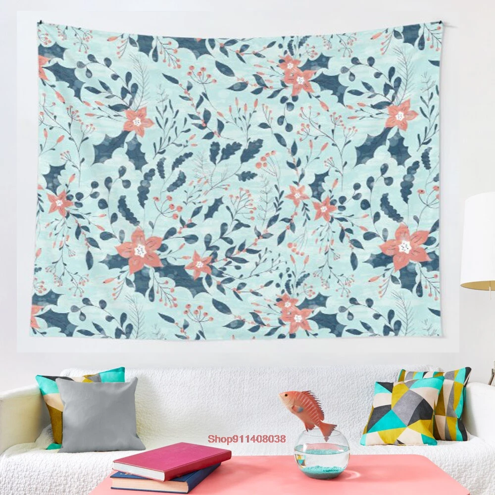 

Winter flowers tapestry Wall Tapestry Wall Hanging Wall Decor Blanket Bedding Curtain Throw