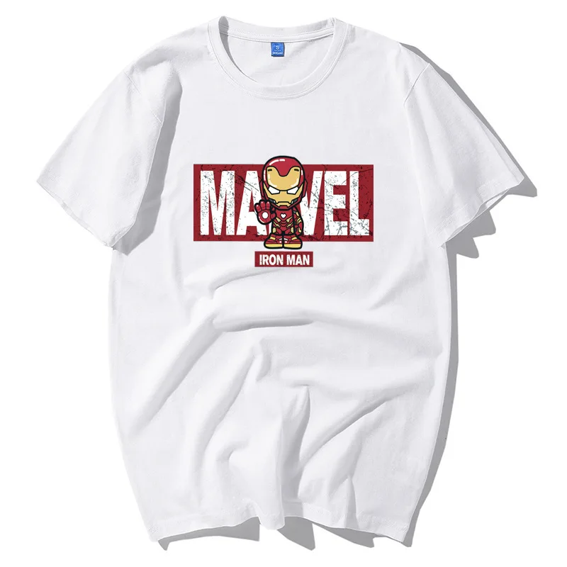 

Marvel The Avengers Summer Cotton Iron Man Casual Fashion Cartoon Printed Short Sleeve Men T-shirt Tops Anime Clothing Tees