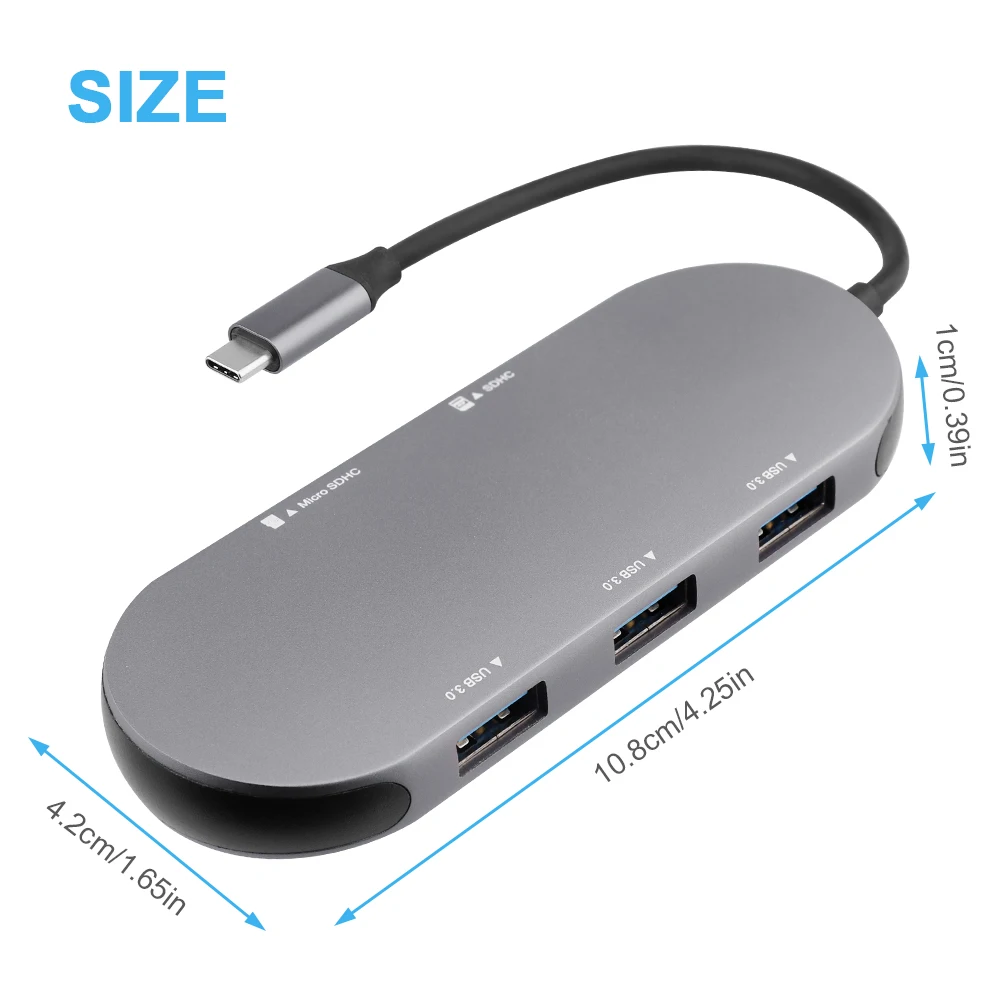 

USB C Hub 5 in 1 Type C Hub Adapter with 3 USB 3.0 Ports SD/TF Card Reader for Laptops Notebooks