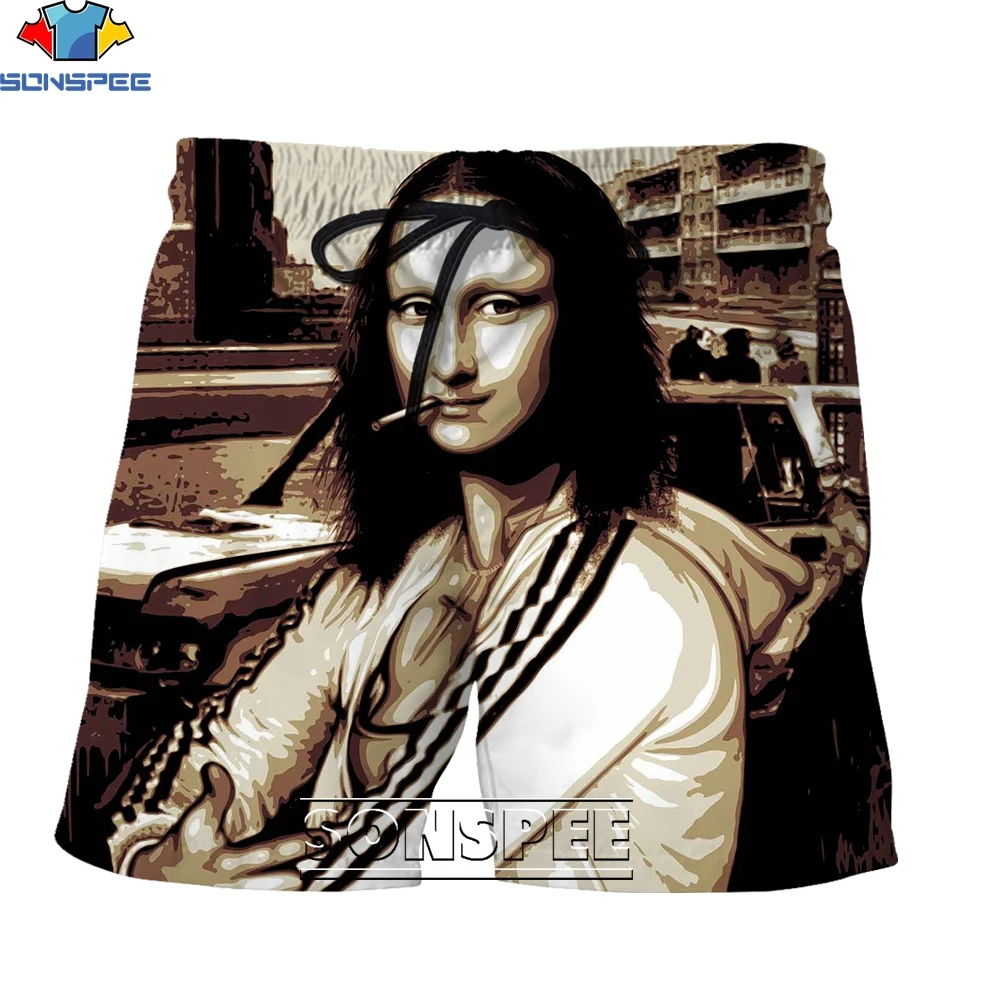 

SONSPEE High-quality Fashion Mona Lisa Picasso Funny Series 3D Printing Men's Shorts Summer Creative Personality Casual Hip Hop