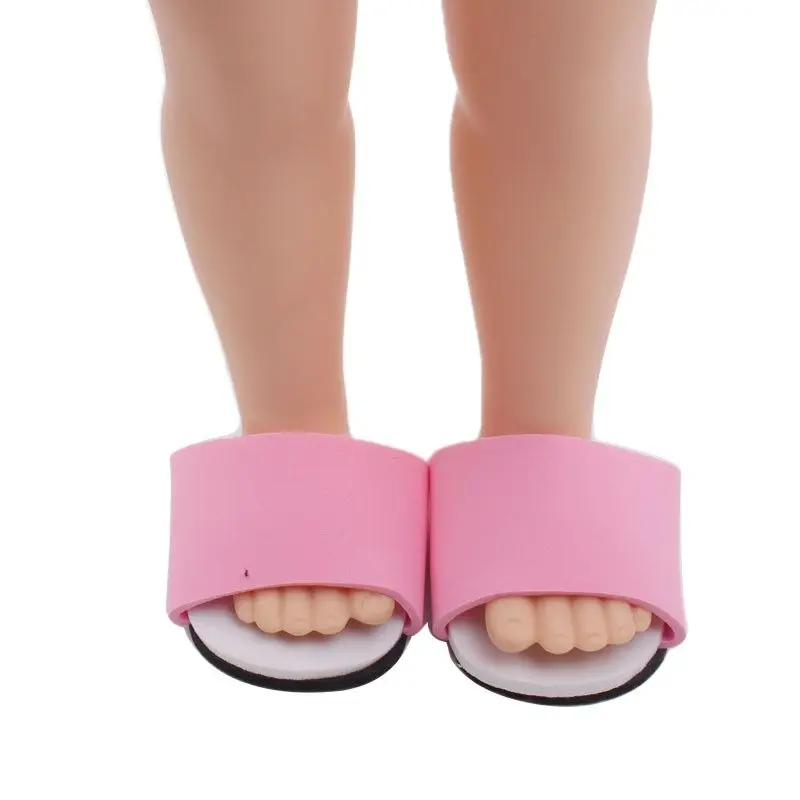 

Pink Salon Slippers New Born Baby Doll Shoes for 18" 43cm American Girl Reborn BJD Accessories Suit Outfit