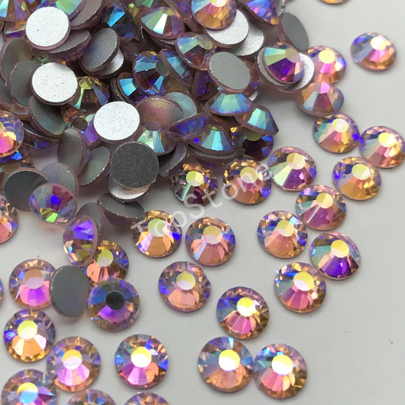 TopStone All Sizes Lt. Peach Champagne AB Nail Art Rhinestones Non Hot Fix Glue on Glass Crystal Flatback Stone for Dress Making | Дом и сад