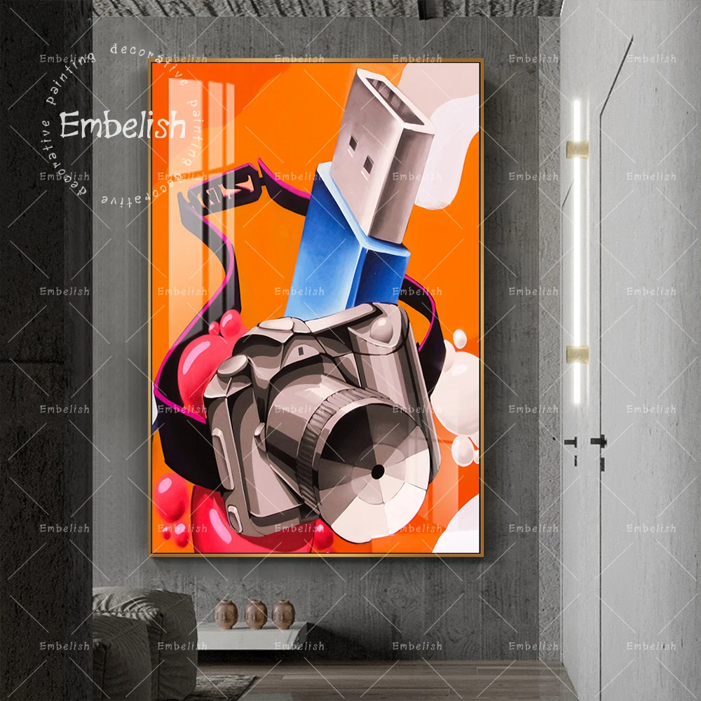 

1 Pieces Surreal Artworks By Picasso USB And Camera Wall Art Pictures For Living Room Modern Home Decor Posters Canvas Paintings