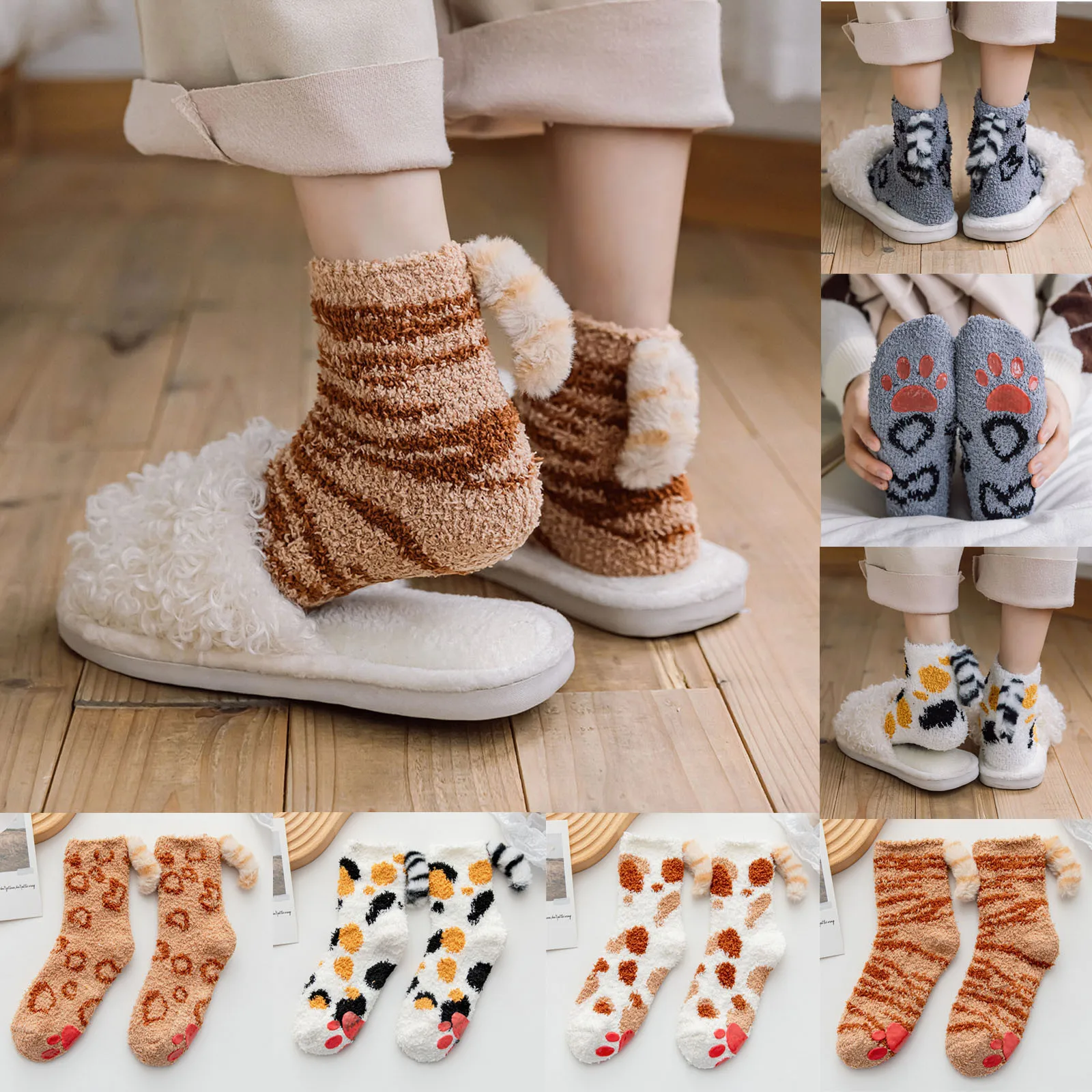 

Носки женские хлопковые с мультяшным рисунком «кошачья лапа»