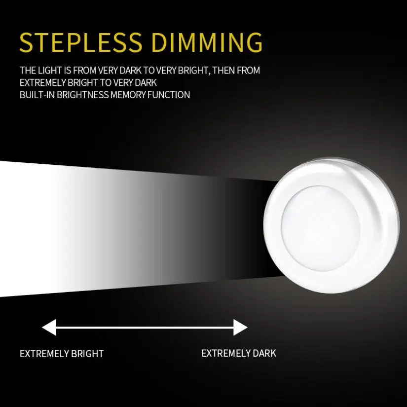 

2020 new home student dormitory stepless dimming 6LED touch push type pat light cabinet light night light