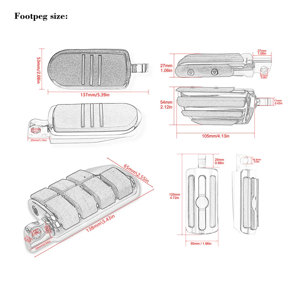 

Motorcycle Universal 1.25" Engine Guard Highway Foot Pegs Footpeg 32mm Footrest Pedal Black/Chrome For Harley Sportster XL Dyna